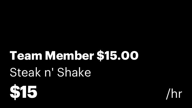 Team Member $15.00