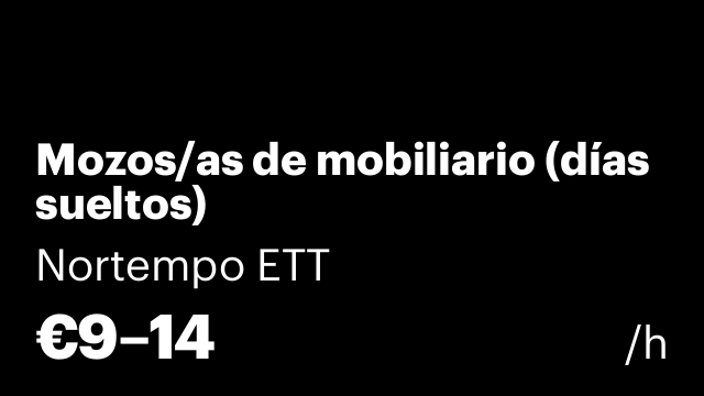 Mozos/as de mobiliario (días sueltos)