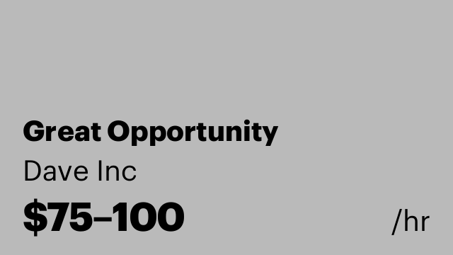 Great Opportunity