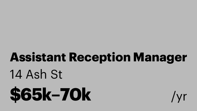 Assistant Reception Manager