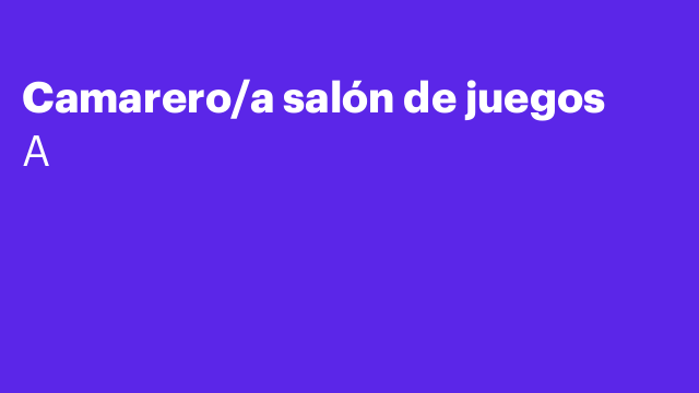 Camarero/a salón de juegos