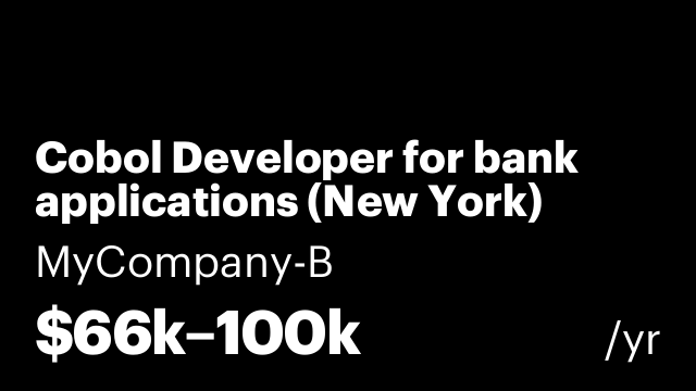 Cobol Developer for bank applications (New York)