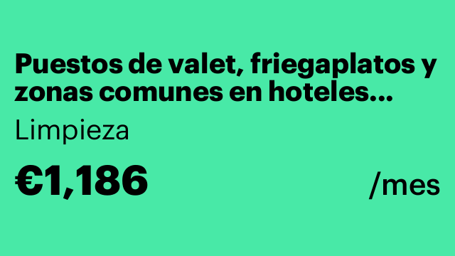 Puestos de valet, friegaplatos y zonas comunes en hoteles Benidorm