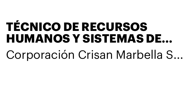 TÉCNICO DE RECURSOS HUMANOS Y SISTEMAS DE GESTIÓN