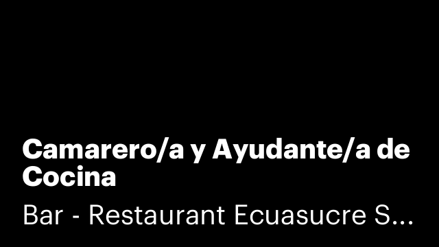 Camarero/a y Ayudante/a de Cocina