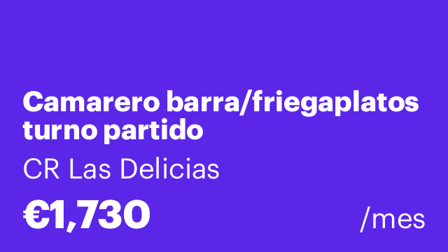 Camarero barra/friegaplatos turno partido