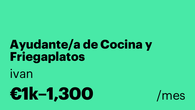 Ayudante/a de Cocina y Friegaplatos