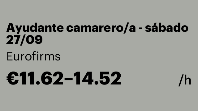 Ayudante camarero/a - sábado 27/09