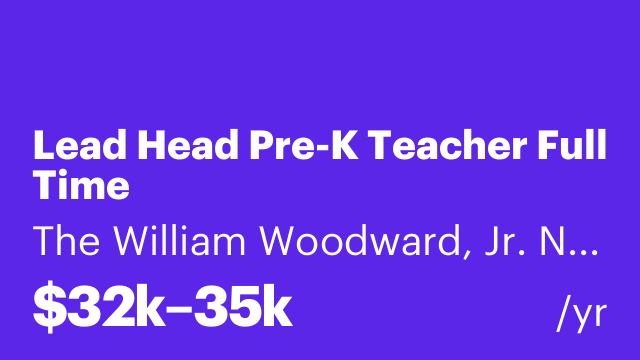 Lead Head Pre-K Teacher Full Time