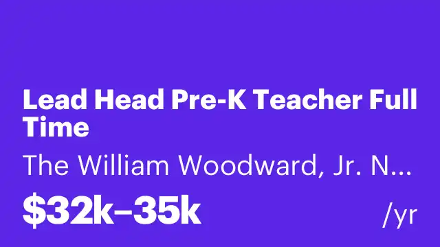 Lead Head Pre-K Teacher Full Time