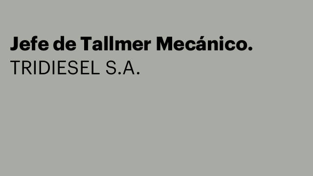 Jefe de Tallmer Mecánico.