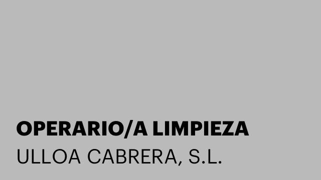 OPERARIO/A LIMPIEZA