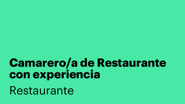 Camarero/a de Restaurante con experiencia