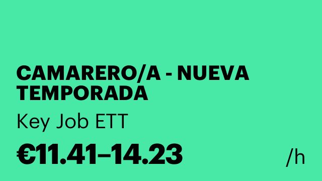 CAMARERO/A - NUEVA TEMPORADA