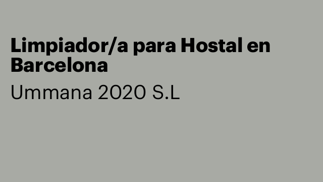 Limpiador/a para Hostal en Barcelona