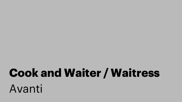 Cook and Waiter / Waitress