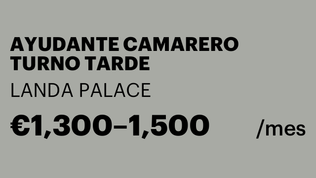AYUDANTE CAMARERO TURNO TARDE