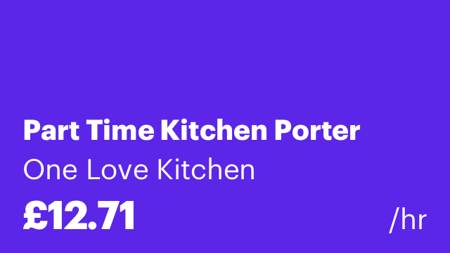 Part Time Kitchen Porter