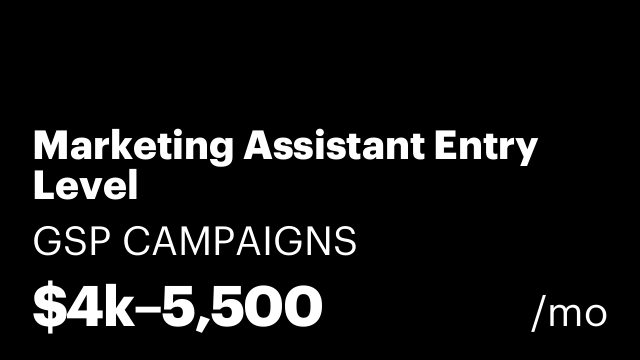 Marketing Assistant Entry Level