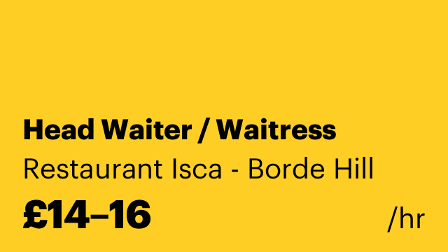 Head Waiter / Waitress