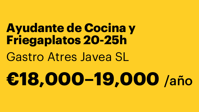 Ayudante de Cocina y Friegaplatos 20-25h