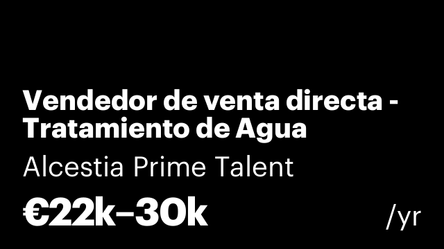 Vendedor de venta directa - Tratamiento de Agua