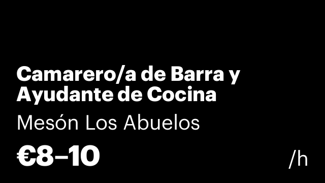 Camarero/a de Barra y Ayudante de Cocina