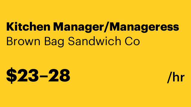 Kitchen Manager/Manageress