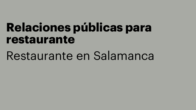 Relaciones públicas para restaurante