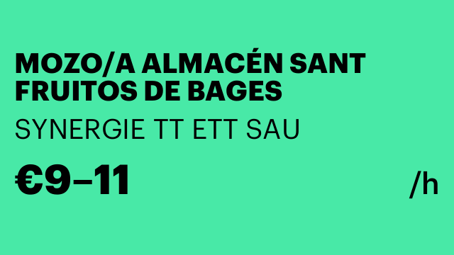 MOZO/A ALMACÉN SANT FRUITOS DE BAGES