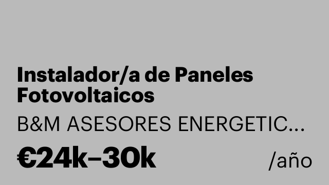 Instalador/a de Paneles Fotovoltaicos