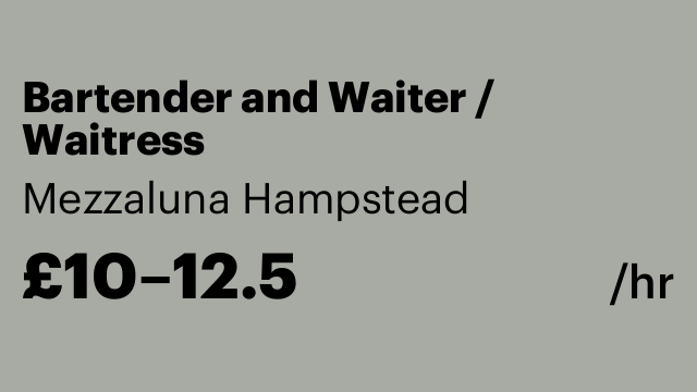 Bartender and Waiter / Waitress