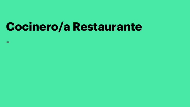 Cocinero/a Restaurante