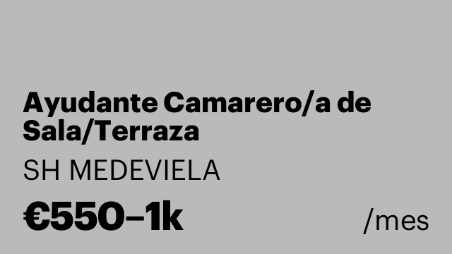 Ayudante Camarero/a de Sala/Terraza