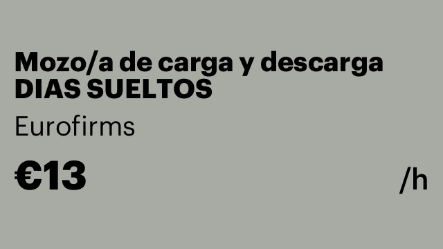 Mozo/a de carga y descarga DIAS SUELTOS