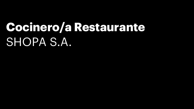 Cocinero/a Restaurante