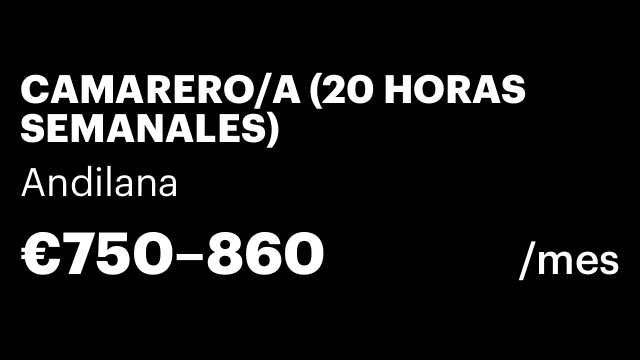 CAMARERO/A (20 HORAS SEMANALES)