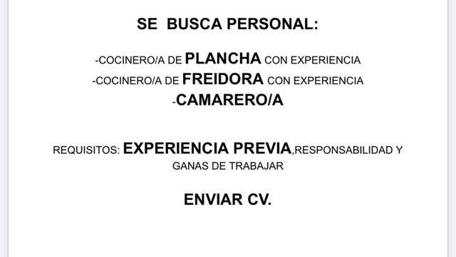 Camarero/a y Planchista