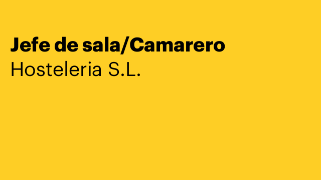 Jefe de sala/Camarero