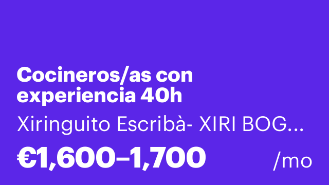Cocineros/as con experiencia 40h