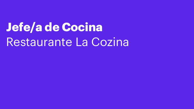 Jefe/a de Cocina