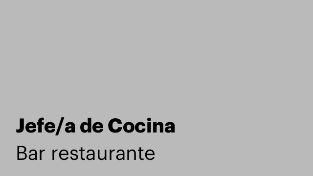 Jefe/a de Cocina