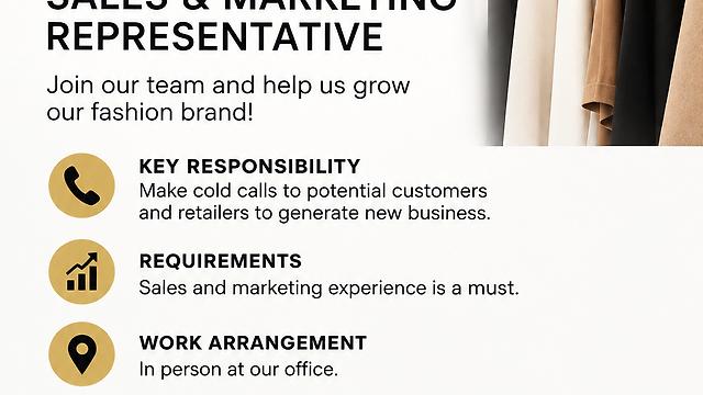 Part-Time Sales Representative – Men’s & Women’s Fashion Apparel