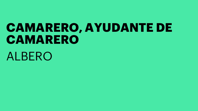 CAMARERO, AYUDANTE DE CAMARERO