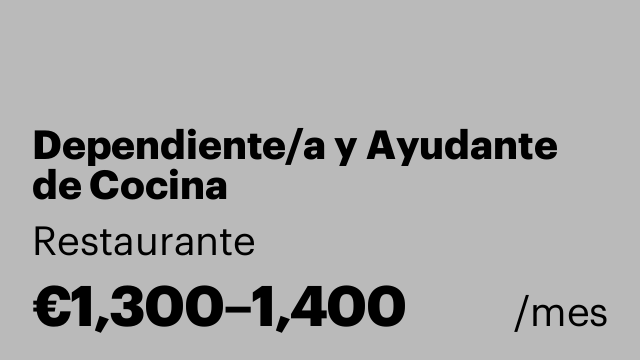 Dependiente/a y Ayudante de Cocina