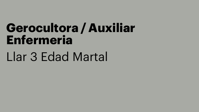 Gerocultora / Auxiliar Enfermeria