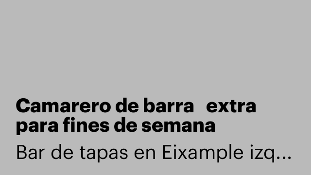 Camarero de barra   extra para fines de semana