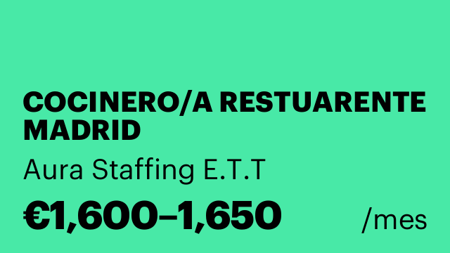COCINERO/A RESTUARENTE MADRID