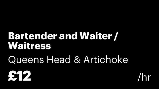 Bartender and Waiter / Waitress