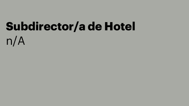 Subdirector/a de Hotel